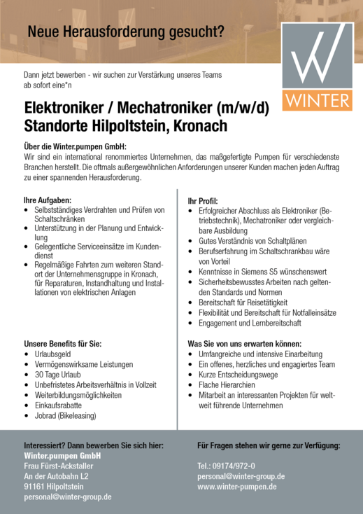 Stellenanzeige-Elektroniker-Mechatroniker